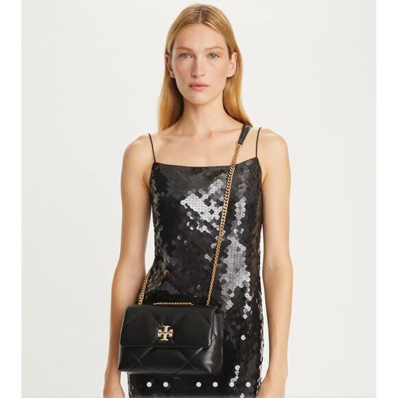Tory Burch Kira Diamond Quilt Pave Concertible Shoulder Dust Bag OS NWT - Picture 1 of 13